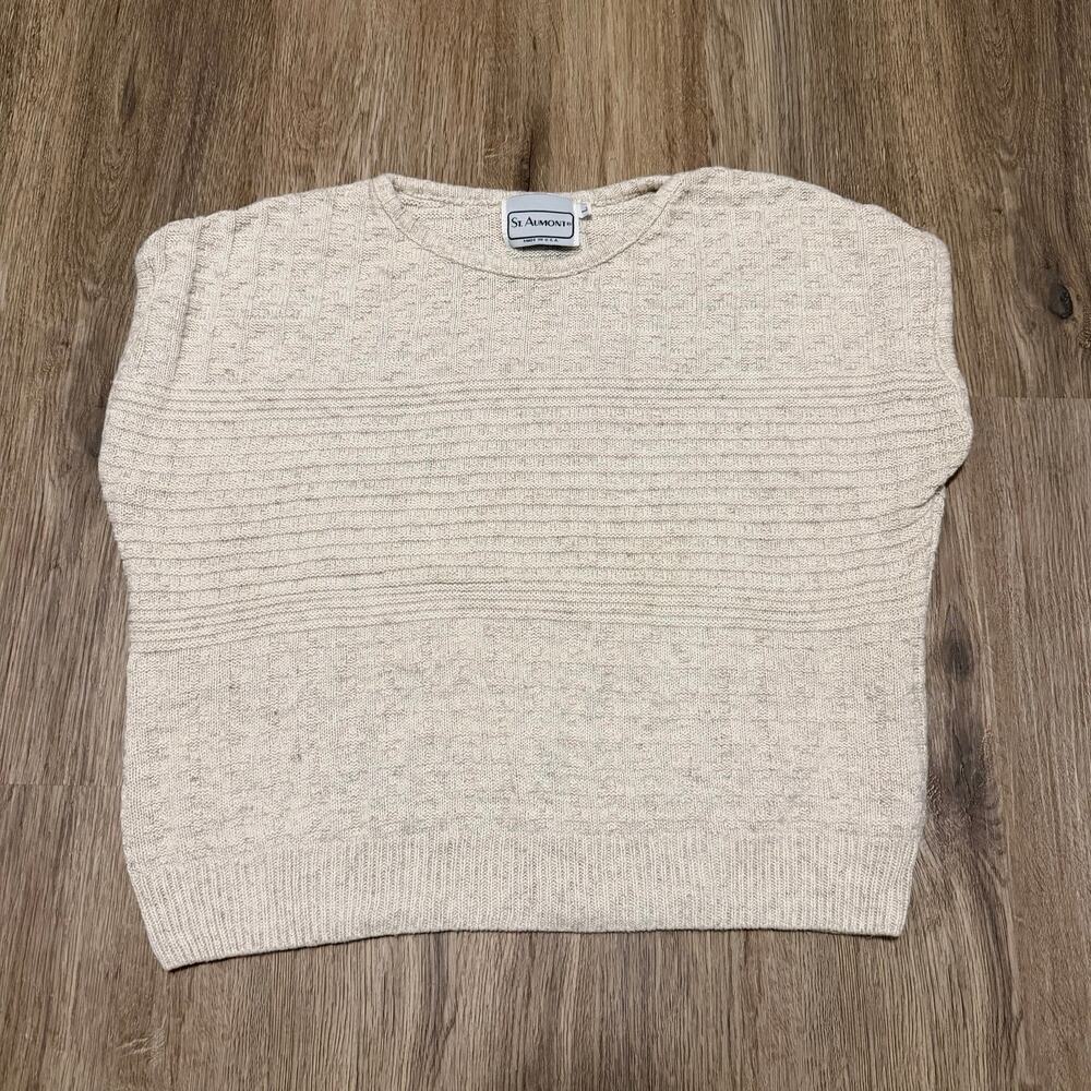 St Aumont Short Sleeve Knit Sweater USA Women’s Large Cottage Core Granola